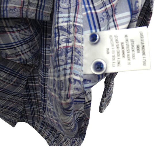 Robert Graham Classic Fit Plaid Button Down Shirt M Blue Red Embroidered Cuffs - Picture 11 of 12